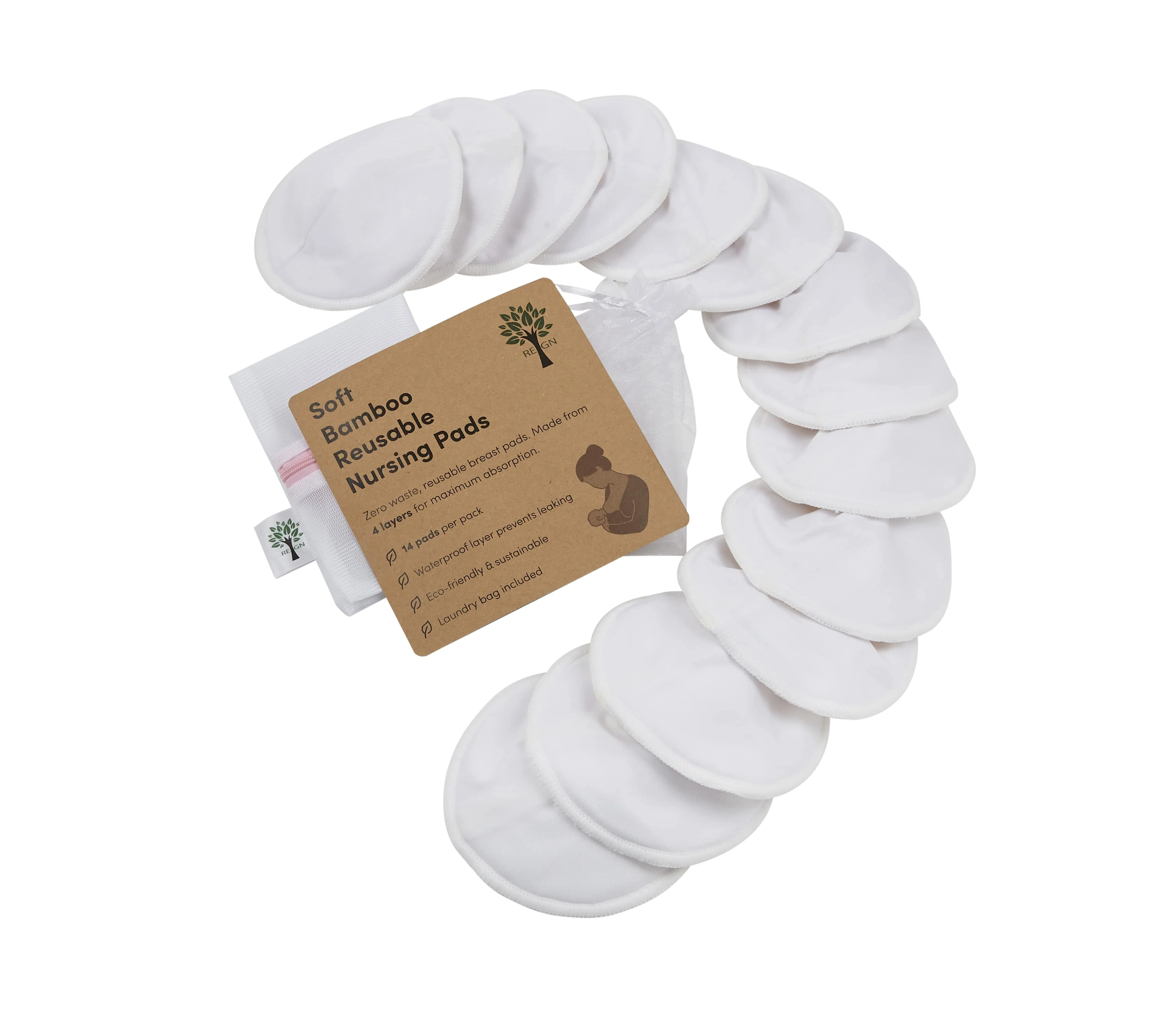 White Bamboo Breast Pads (Medium to XL) - 14 Pack - Image 4