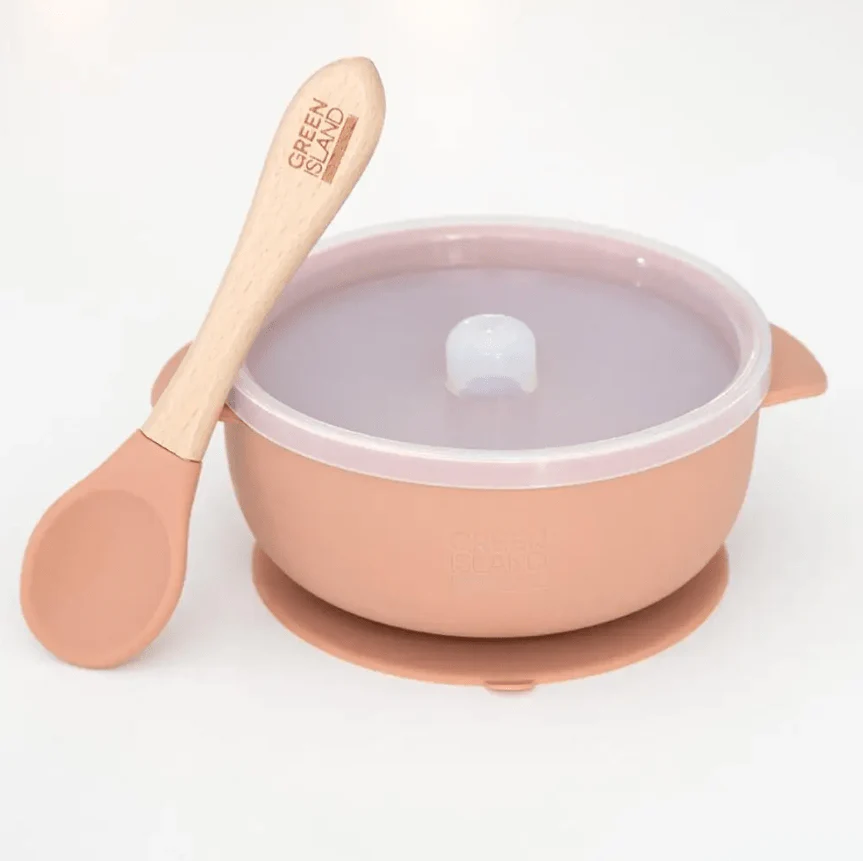 Baby Suction Bowl With Lid & Bamboo Spoon - Image 3