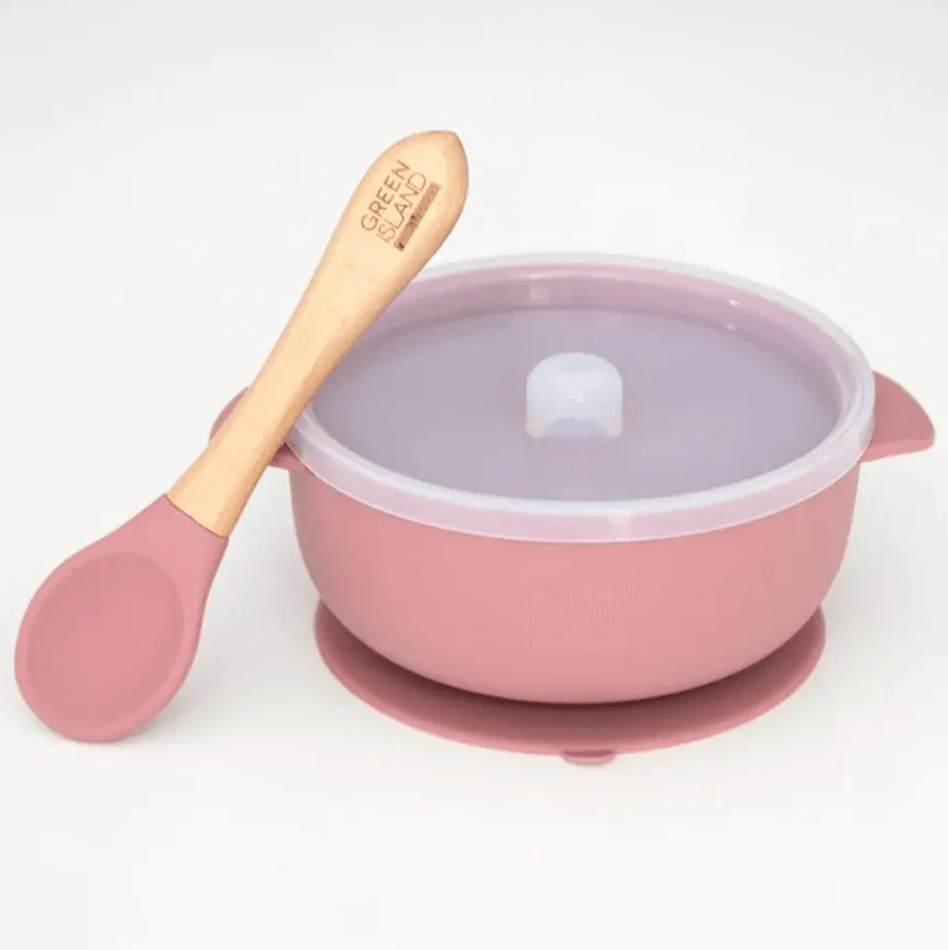 Baby Suction Bowl With Lid & Bamboo Spoon - Image 6