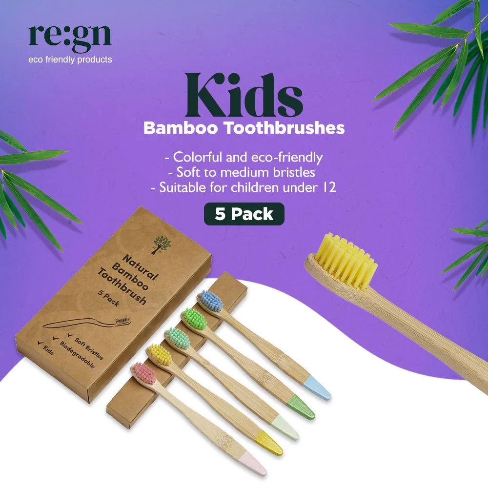Kids Bamboo Eco Friendly Toothbrush For Children - 5 Pack - Image 5