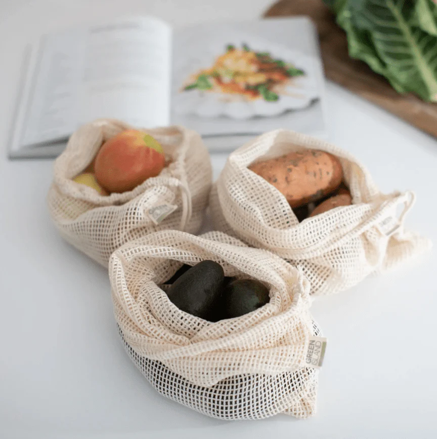 Organic Eco Reusable Mesh Bags For Produce, Veg & Fruit - 3 Pack - Image 4